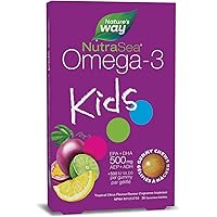 Nature's Way NutraSea Omega 3 Kids Gummy Chews Supplement with Fish Oil – Tropical Citrus Flavour – Brain, Bone & Immune Supp