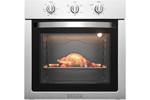 Empava 24 inch Electric Single Wall Oven with 4 Basic Bake Broil Cooking Modes, Mechanical Knob Control, 2.5 Cu.ft. Capacity, 2950W