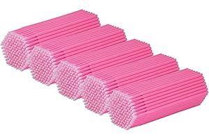 Cuttte 500PCS Disposable Micro Swabs for Eyelash Extension, Micro Applicators Eyelash Swabs for Makeup Application Pink (Head Diameter: 2.0mm)