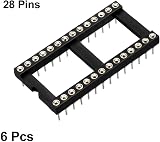 sourcing map 6pcs DIP IC Chip Socket 2.54mm Pitch 28 Round Pins Solder 2 Row view 3