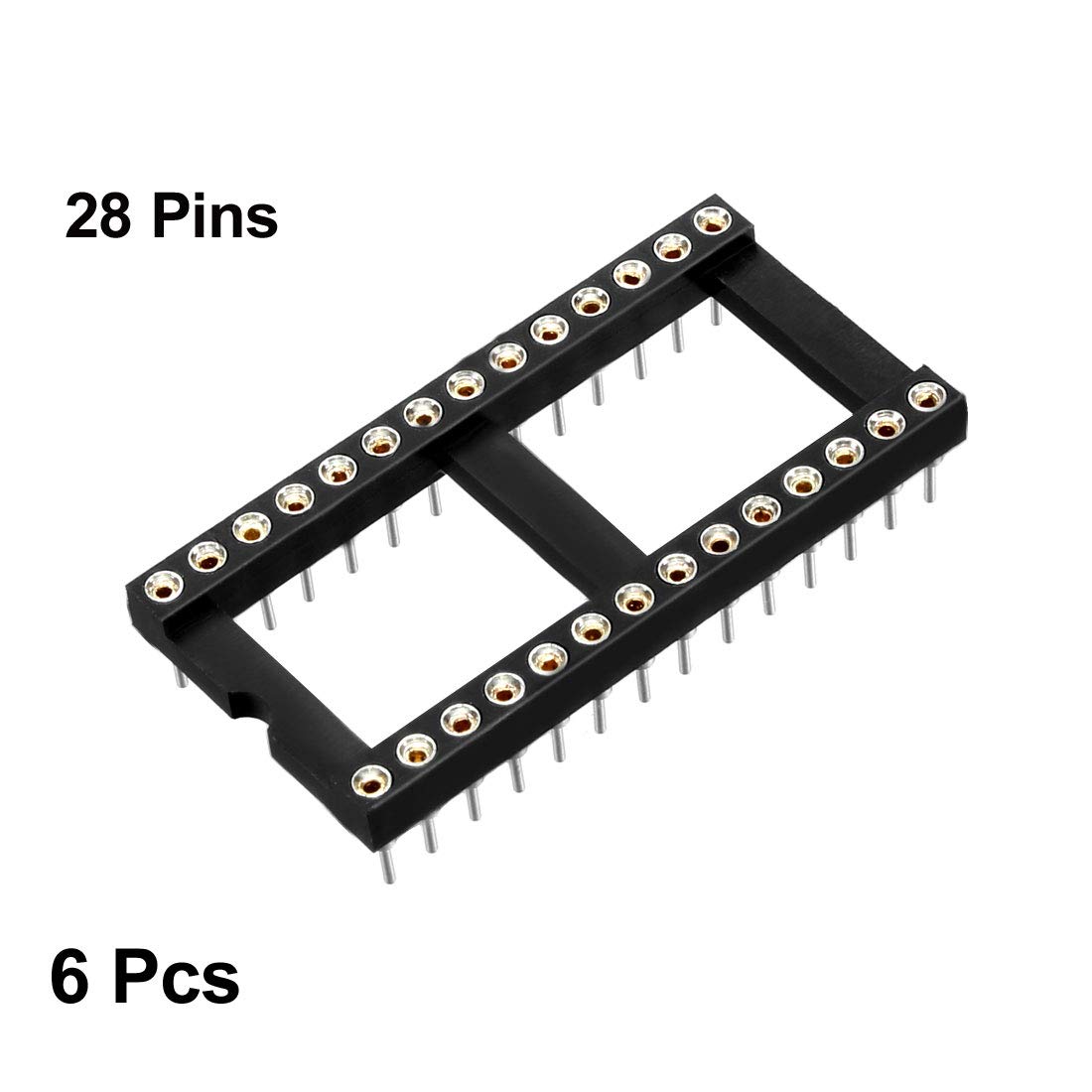 Electrical 6pcs 2.54mm Pitch 2 Row 28 Round Pins DIP Solder IC Socket