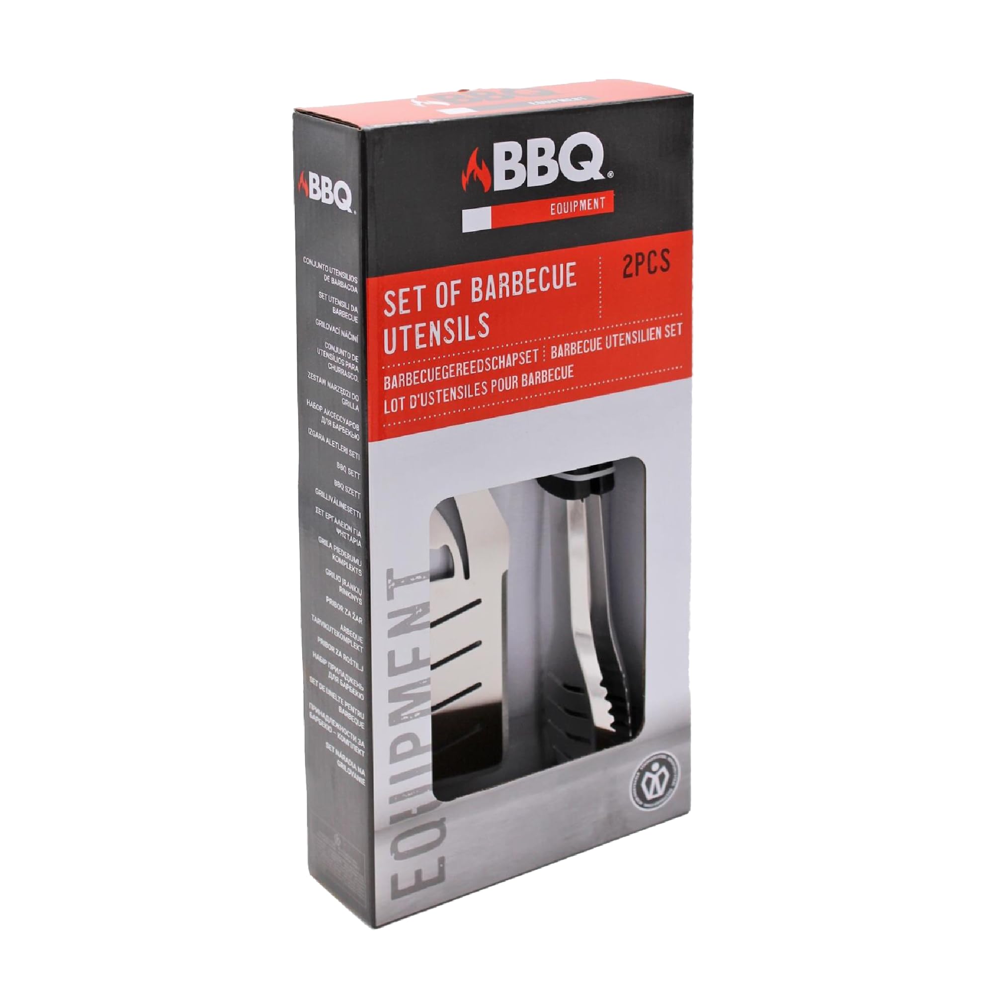 BBQ Barbecue stainless steel Long Handle Accessories Outdoor Eating Summer - 2 Utensils Tongs Spatula Black Handles - Camping Cooking Picnic and Gifts for Men&Women