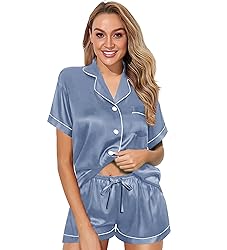 WJing Yi Jia Womens Pajama Sets XS-4XL Silk Satin