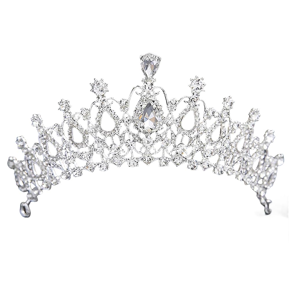 Anglacesmade Bridal Tiara Rhinestone Tiara Gem Crown Crystal Hair Crown Bridal Headband Princess Headpiece Wedding Hair Accessories for Women and Girls