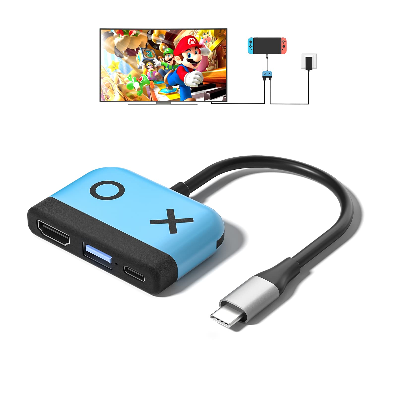 Kstkry Switch Dock for Nintendo Switch/Switch OLED,Portable TV Docking Station Replacement with 4K/60HZ HDMI TV USB 3.0 Port and USB C Charging,Compatible with Nintendo Switch Steam Deck and More
