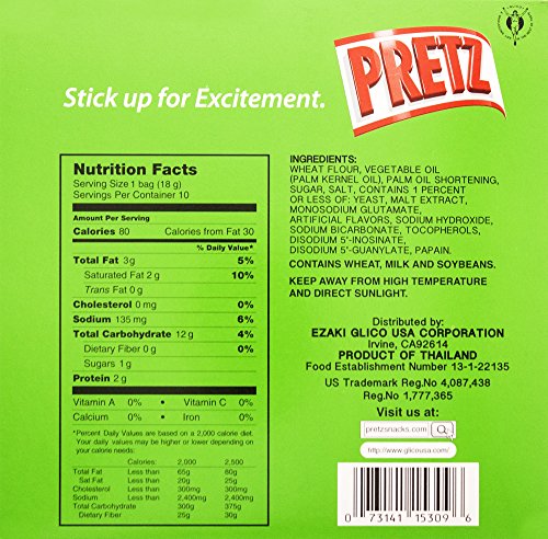 GLICO PRETZ ORIGINAL BAKED SNACK STICKS, 6.35 OUNCE