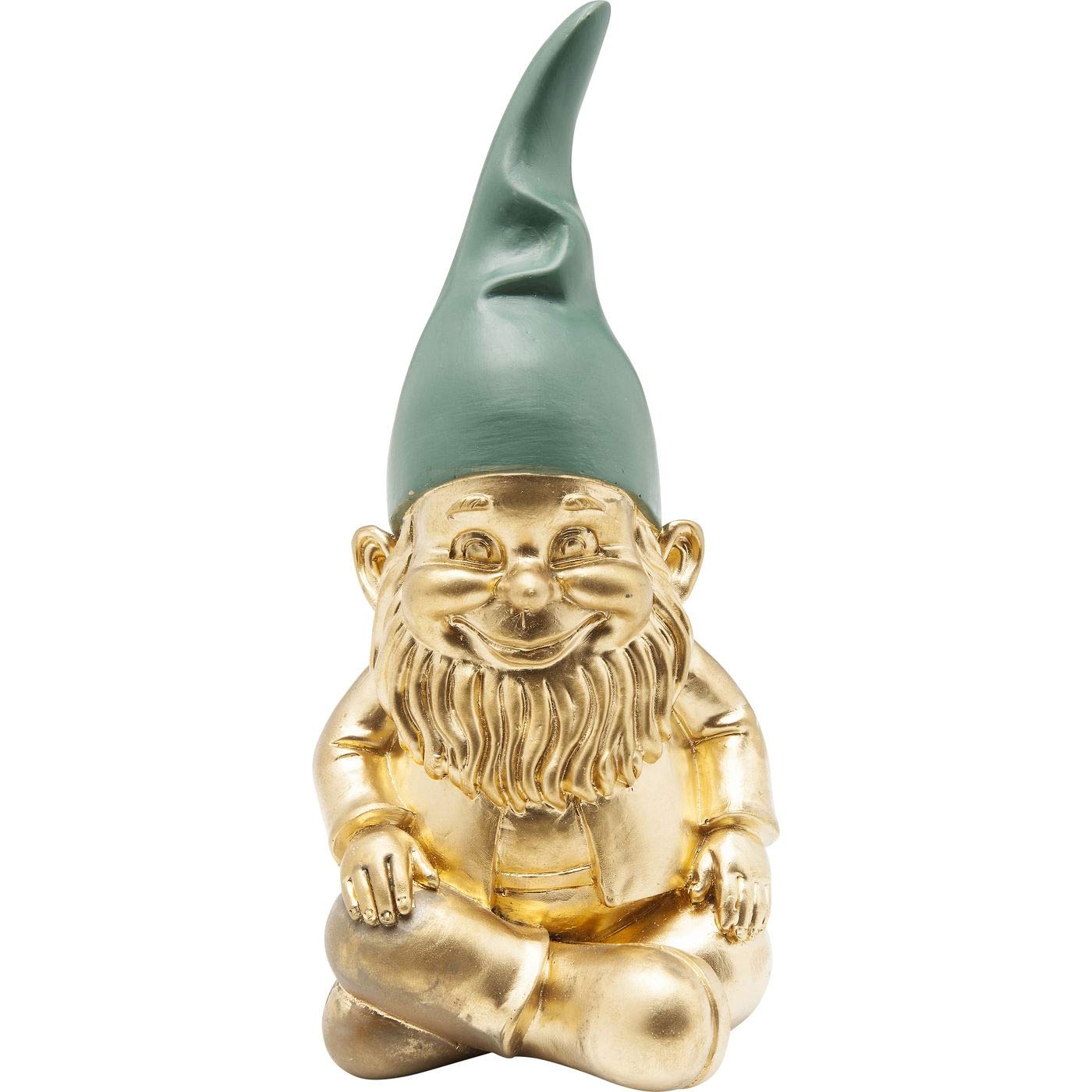 Kare Design Deco Figurine Zwerg Sitting, Gold, Green, Gnome, Dwarf Statue, Gift Idea, Table Decoration, Home Decor for Living Room, Bedroom, Hallway 19x9x9 cm (H/W/D)