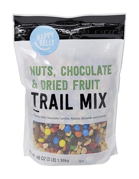 AMAZON BRAND – HAPPY BELLY NUTS, CHOCOLATE & DRIED FRUIT, TRAIL MIX, 3 POUND (PACK OF 1)