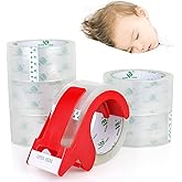BOMEI PACK No Noise Quiet Clear Packing Tape, Heavy Duty Packaging Tape, Refill Rolls for Sealing Packing and Shipping, 2.4Mil 1.88Inch 55Yards 6rolls, with Free Dispenser