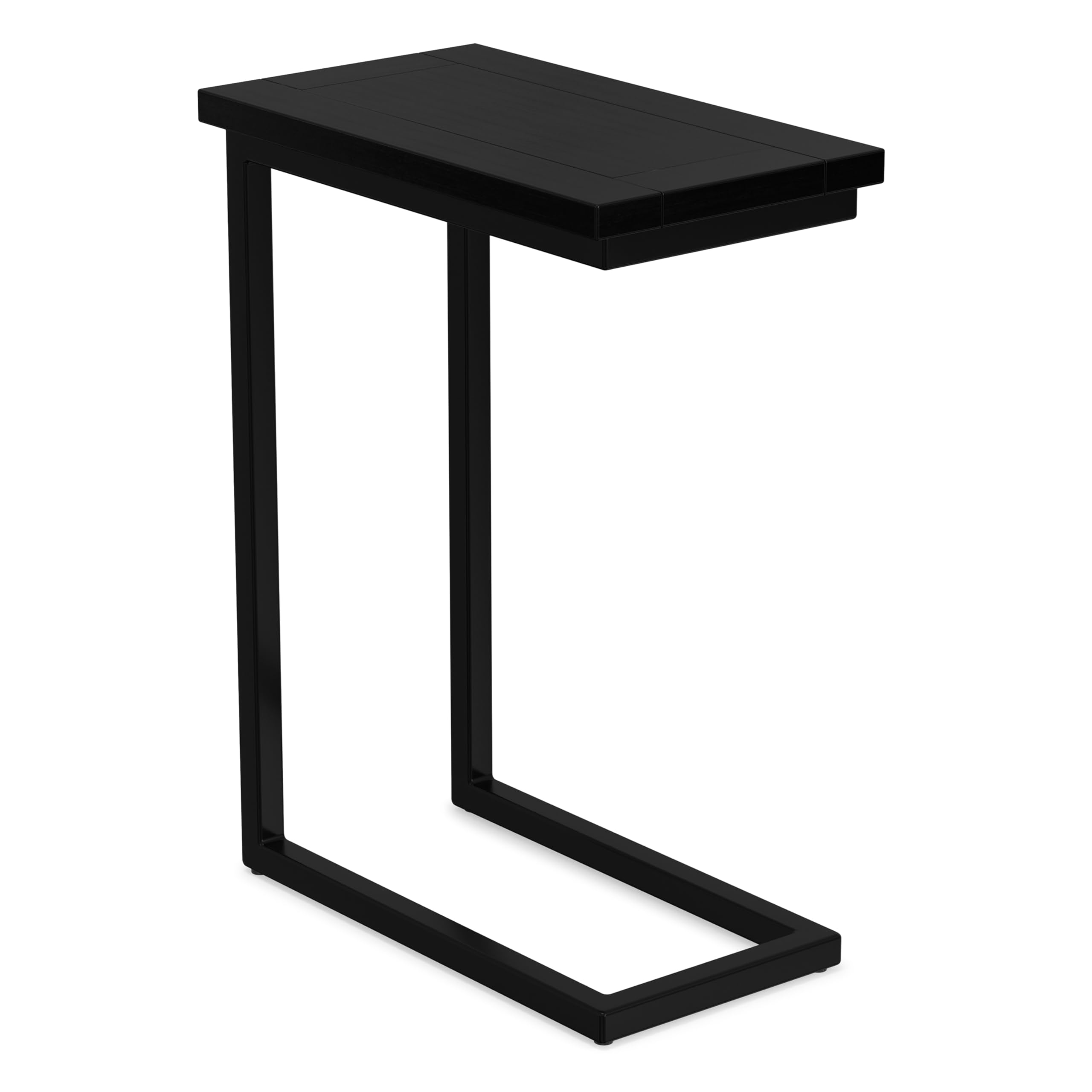 SIMPLIHOME Skyler C-Side Table - 18 inch Wide Solid Mango Wood and Metal Slide-Under Table in Black, Industrial Accent Table or End Table for Living Room with Space-Saving Design, Assembled Image