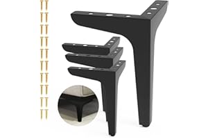 LOSODONA 6 Inch Furniture Legs Set of 4 Right Angle Furniture Legs Metal Table Legs Metal Modern Style Sofa Legs Chair Legs Heavy Duty Sofa Replacement Feet for Couch, Nightstand, Ottoman, Cupboard (Black)