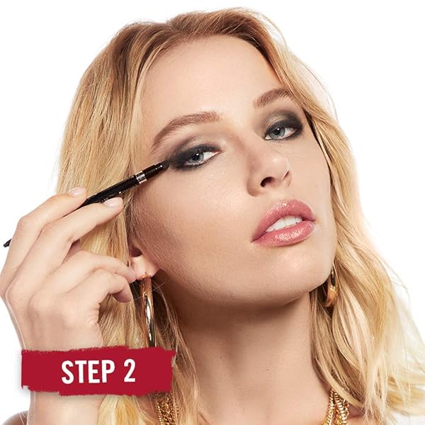 RIMMEL LONDON EXAGGERATE WATERPROOF EYE DEFINER EYELINER, HIGHLY PIGMENTED, LONG-WEARING, BUILT-IN SMUDGER, 262, BLACKEST BLACK, 0.01OZ