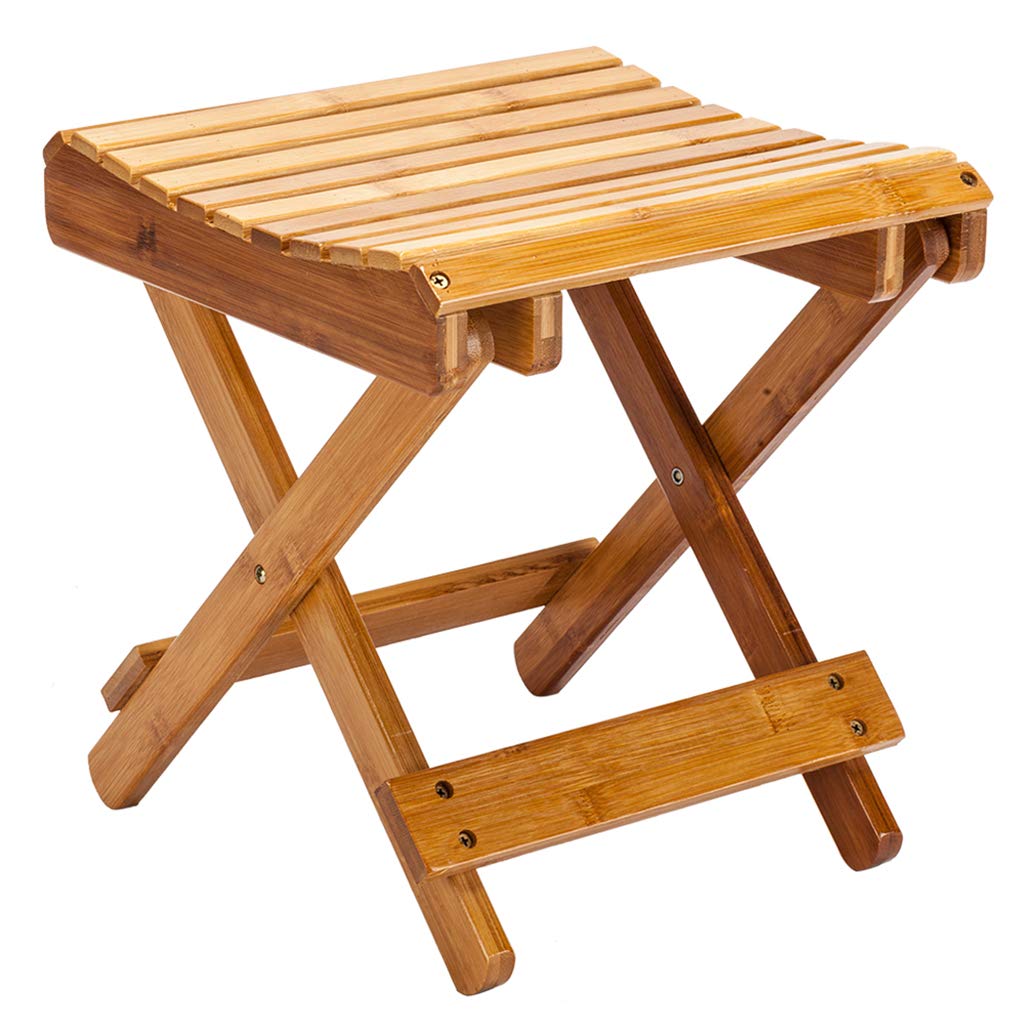 Laulry Bamboo Folding Stool for Shaving Shower Foot Rest