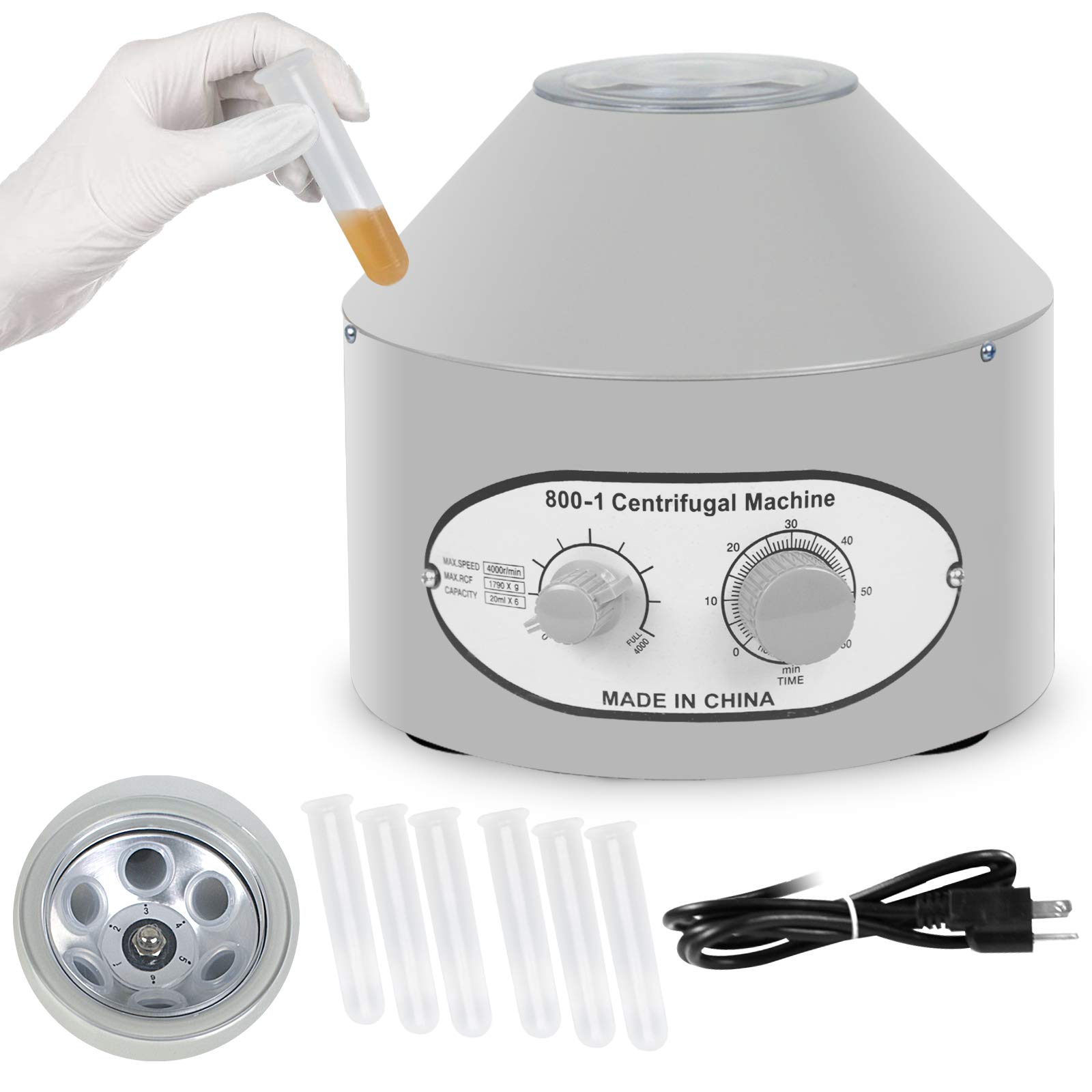 Super Deal PRO Desktop Electric Lab Laboratory Centrifuge Machine Lab Medical Practice w/Timer and Speed Control - Low Speed - 4000 RPM - Capacity 20 ml x 6-110v