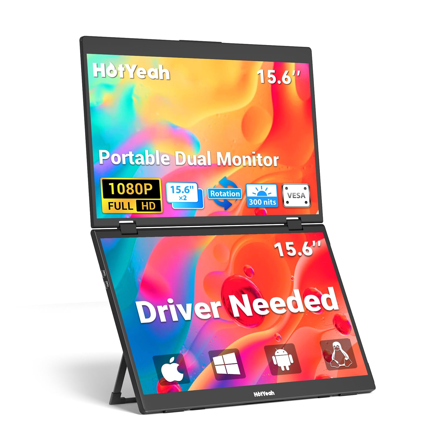 Photo 1 of * factory sealed *
HotYeah Triple Laptop Screen Extender, 15.6" Dual Stacked Monitor (Windows/Mac/Android),1080P FHD Folding Portable Travel Extended Screen w/Kickstand & VESA, 180° Rotation, Double Monitor for Laptop