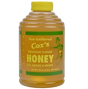 Cox's Raw Honey - Unfiltered Liquid Honey | 100% Pure Clover Delicious Honey, 32 oz