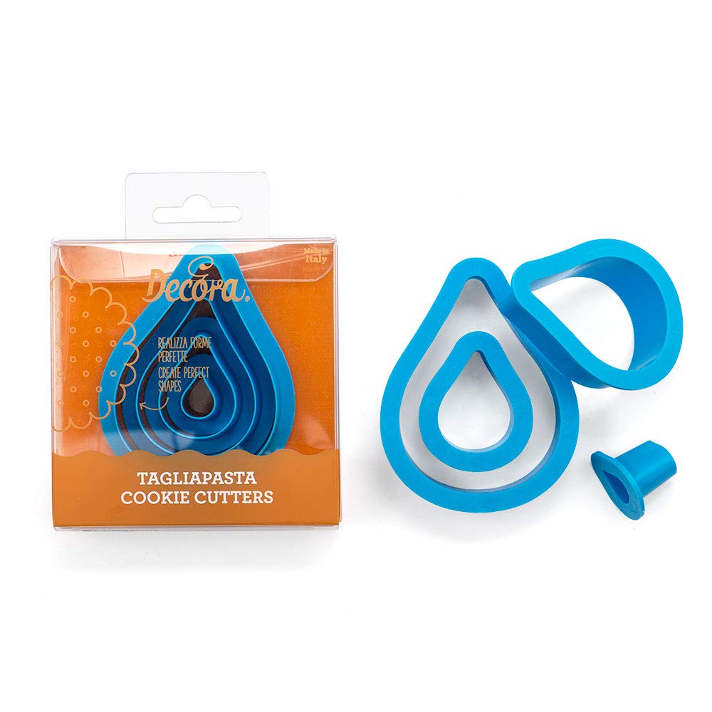 DECORA 0255311 Set 4 Drop Cookie Cutters 1,5-3,5-5,5-12 H2,2 Cm