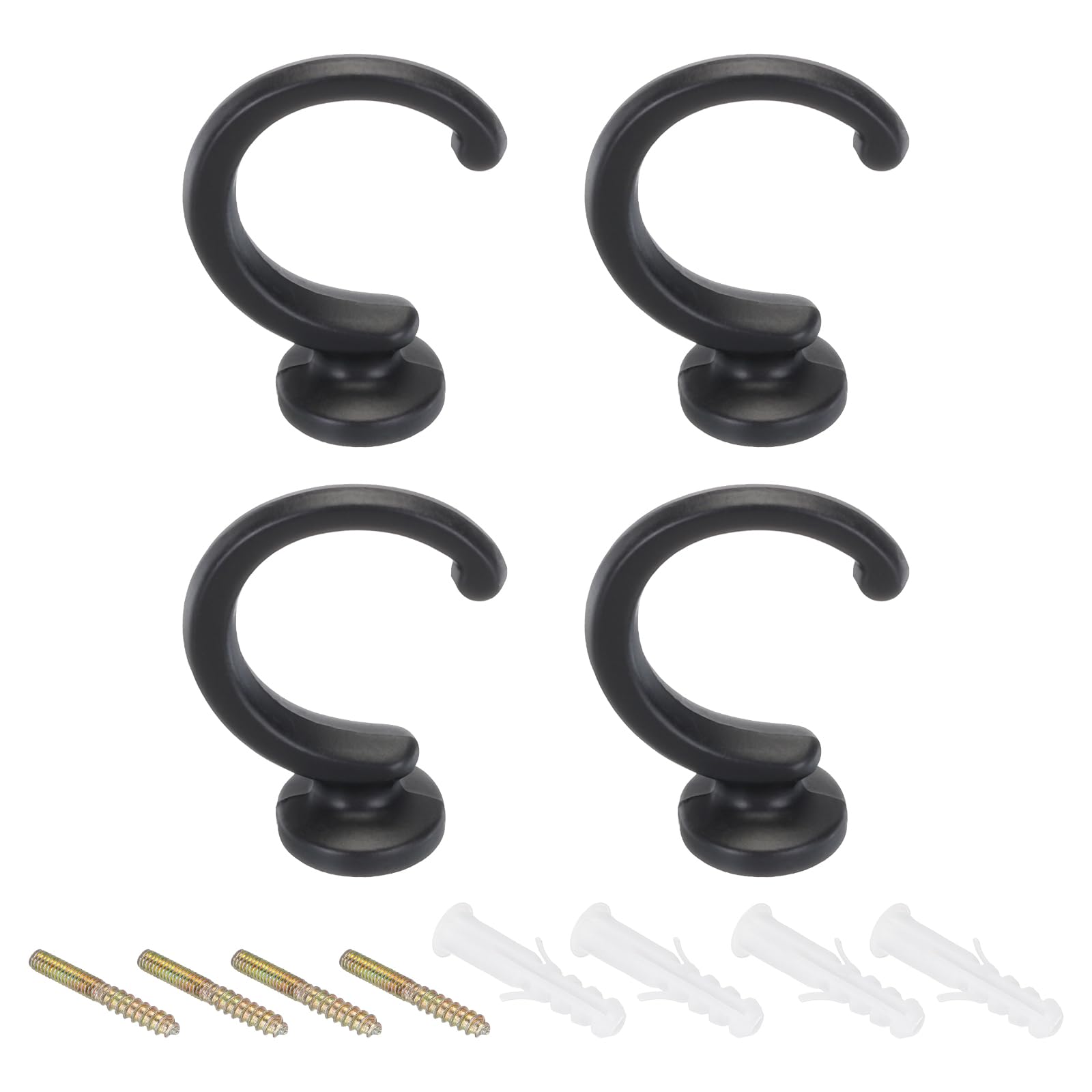 PATIKIL Curtain Holdback, 4 Pack Wall Mounted Curtain Tiebacks Screw Hooks Hanger for Drapery Clothes Coats Towels Hats Accessories, Dark Grey