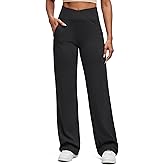 G4Free BareFeel Yoga Pants with Zipper Pockets for Women High Stretch Wide Leg Cross Waist Casual Trousers 29"/31"/33"