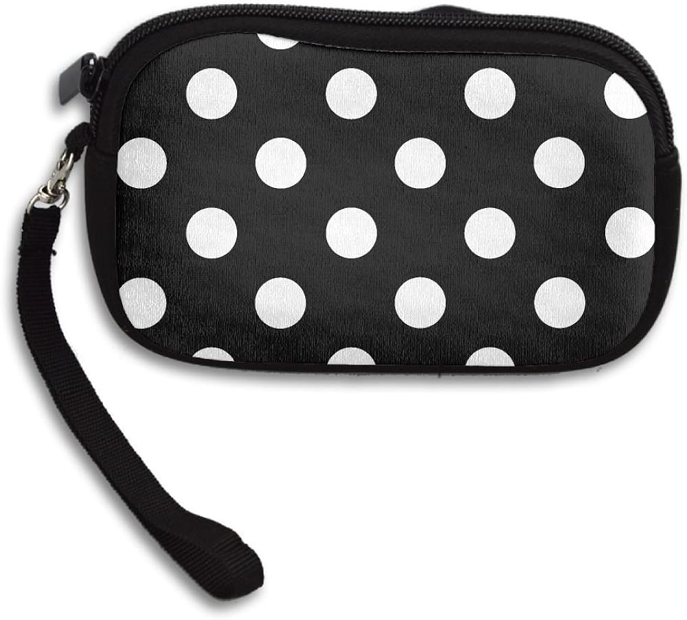 black and white polka dot clutch bag