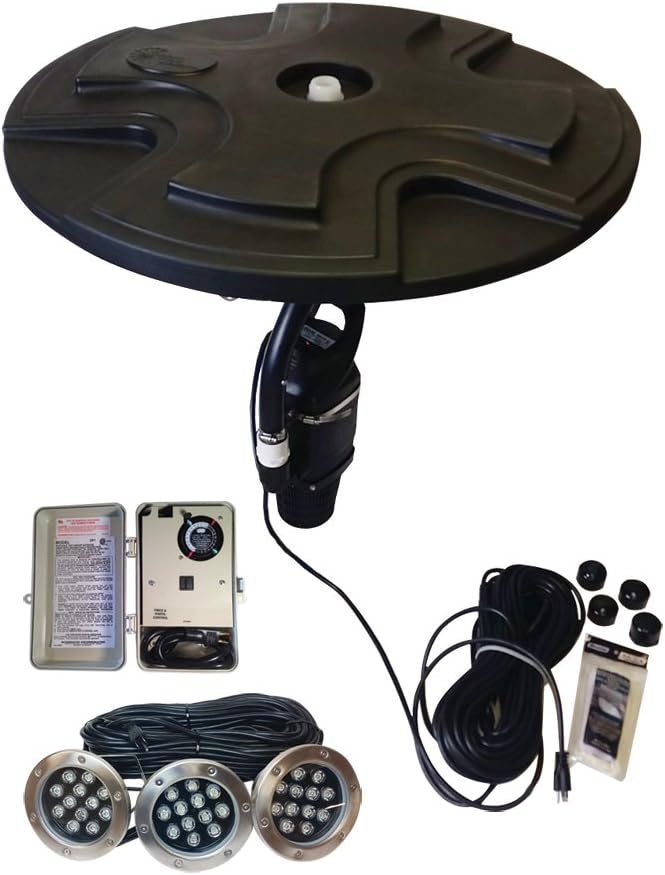 Outdoor Water Solutions 1/2 HP Floating Pond Fountain & Display Aerator with LED Lights