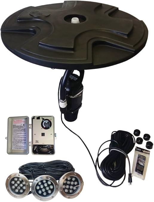 Outdoor Water Solutions 1/2 HP Floating Pond Fountain & Display Aerator with LED