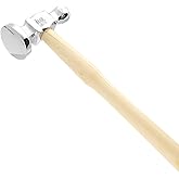 The Beadsmith Two-Sided Chasing Hammer | 10.75" Wooden Handle, 2.25&rdquo; Steel Head with a 14mm Ball Pein &amp; 28mm Domed Face, Tool Used to Add Texture to Metalwork