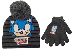 Sega Sonic The Hedgehog Face Logo Kids Beanie & Gloves Set