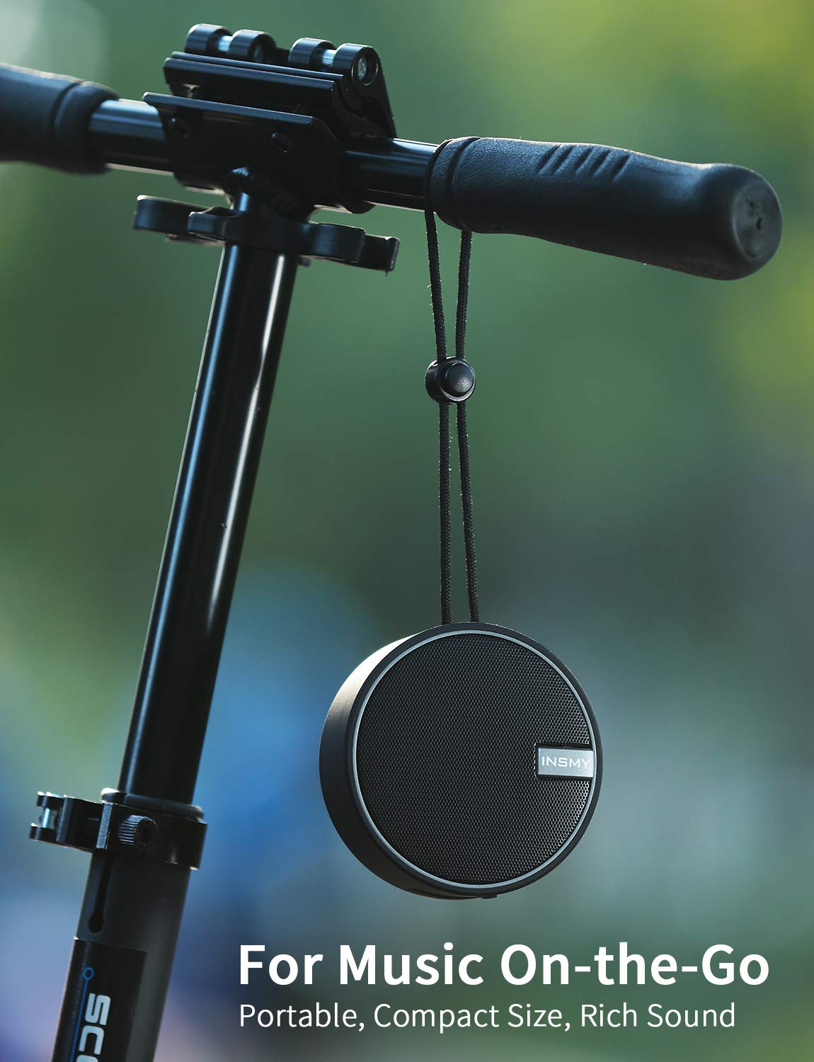 INSMY Portable Shower Bluetooth Speaker, IPX7 Waterproof Wireless Outdoor Speaker with HD Sound, Support TF Card, Suction Cup for Home, Pool, Beach, Boating, Hiking