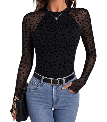Amazon.com: JULYTO Mesh Top Women Long Sleeve Horse Head Red