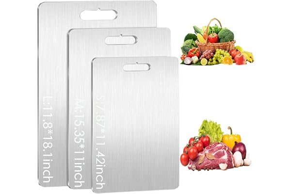 Titanium Cutting Board for Kitchen - Stainless Steel Cutting Board,Cutting Boards for Kitchen and Camping, Double Sided Food-