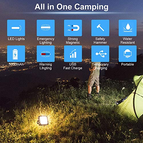 Tragbarer LED Arbeitsscheinwerfer, FUJIWAY Wiederaufladbares Outdoor Flutlicht Campinglampe mit Batterie, 5 Modi… – Bild 6