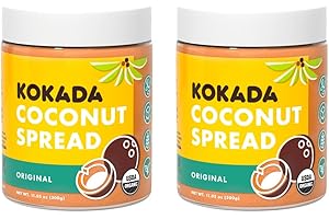 Kokada Coconut Spread, Original (11oz Jars, Pack of 2 Jars) - Peanut Free, School Safe Snack, Organic Ingredients, Vegan, Gluten Free Spread, Peanut Butter, Sunflower Seed & Cookie Butter Alternative
