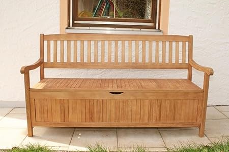 Msz Design Gartenbank Truhenbank Aus Eukalyptus 157 Cm Breit 3 Sitzig Amazon De Garten