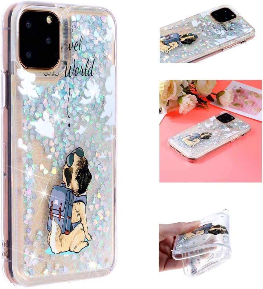 HiCASE Pro Case for iPhone 11 Pro Max, Cute Shiny Sparkle Glitter Bling Liquid Quicksand Protective Case Clear Back Shockproof Slim Soft TPU Silicone Bumper Transparent Cover