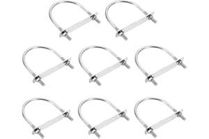 uxcell M6 Round U-Bolts, 8 Sets 76mm(2.99") Inner Width 97mm(3.82") Length 201 Stainless Steel U-Clamp Bolt with Plates & Nut