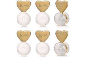 Kerryjewl Rubber Earring Backs for Droopy Ears,Silicone Earring Lifter for Heavy Earrings and Studs, Secure Earing Backs Replacement(Gold)