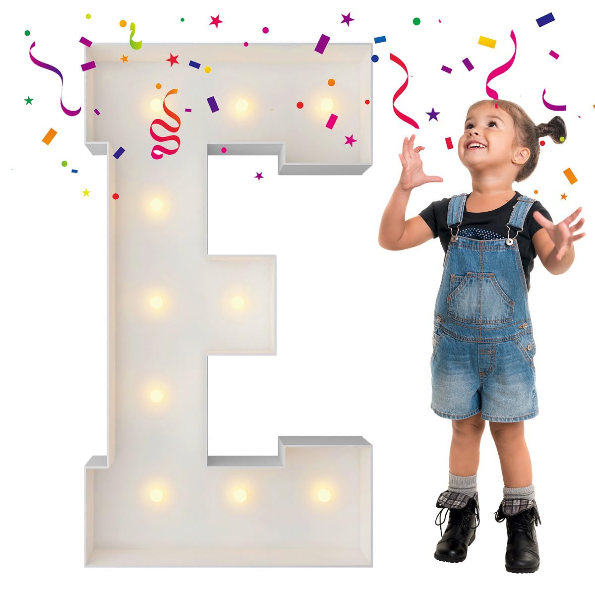 Photo 1 of 3FT Marquee Light Up Letters, Large Marquee Letters, Mosaic Balloon Frame Big Letter For Engagement Wedding Decorations Birthday Party Backdrop Decor, Balloon Arch Kit Letter E