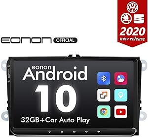 2020 Newest Double Din Car Setreo Eonon Android 10 Car Radio 32GB ROM for Volkswagen/SEAT/Skoda Compatible with Fender System Support Apple Carplay/Android Auto/WiFi/Fast Boot-9 Inch-GA9453B