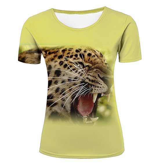 Green leopard emotion fit rounded neck