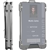 Minimalist Metal Wallet for Men with Clear Window ID Badge Holder, RFID Blocking Aluminum Card Wallets with Money Clip