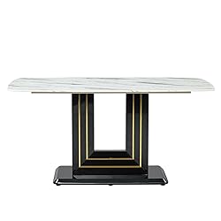 63" Dining Table for 4-6 People, Modern Marble
