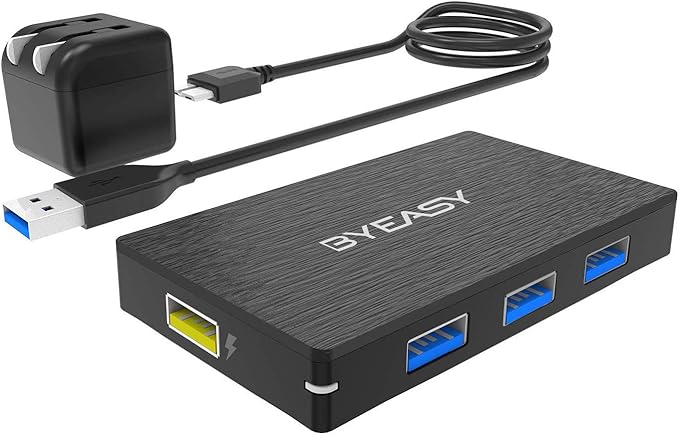 Powered Usb Hub Byeasy Aluminum Usb 3 0 Hub 4 Ports With Power Adapter And 1 1 2 Charging Port Ultra Slim Usb Splitter For Imac Pro Macbook Air Mini Ps4 Surface Pro Notebook Pc Laptop Hdd Electronics Amazon Com