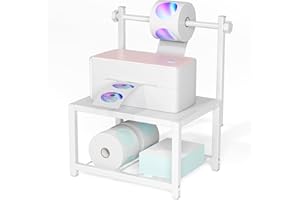 EnigmaSoul Label Holder for Rolls and Fan-Fold Labels, Sturdy Thermal Sticker Holder for Desktop Thermal Printer, Shipping Label Sticker Dispenser for Home, Office, and Small Businesses