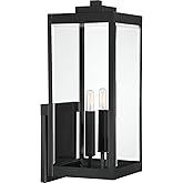 Quoizel Westover Modern Wall Sconce, 22.75 Inch Earth Black 2-Light Outdoor Light Fixture, Clear Beveled Glass Wall Lantern, 