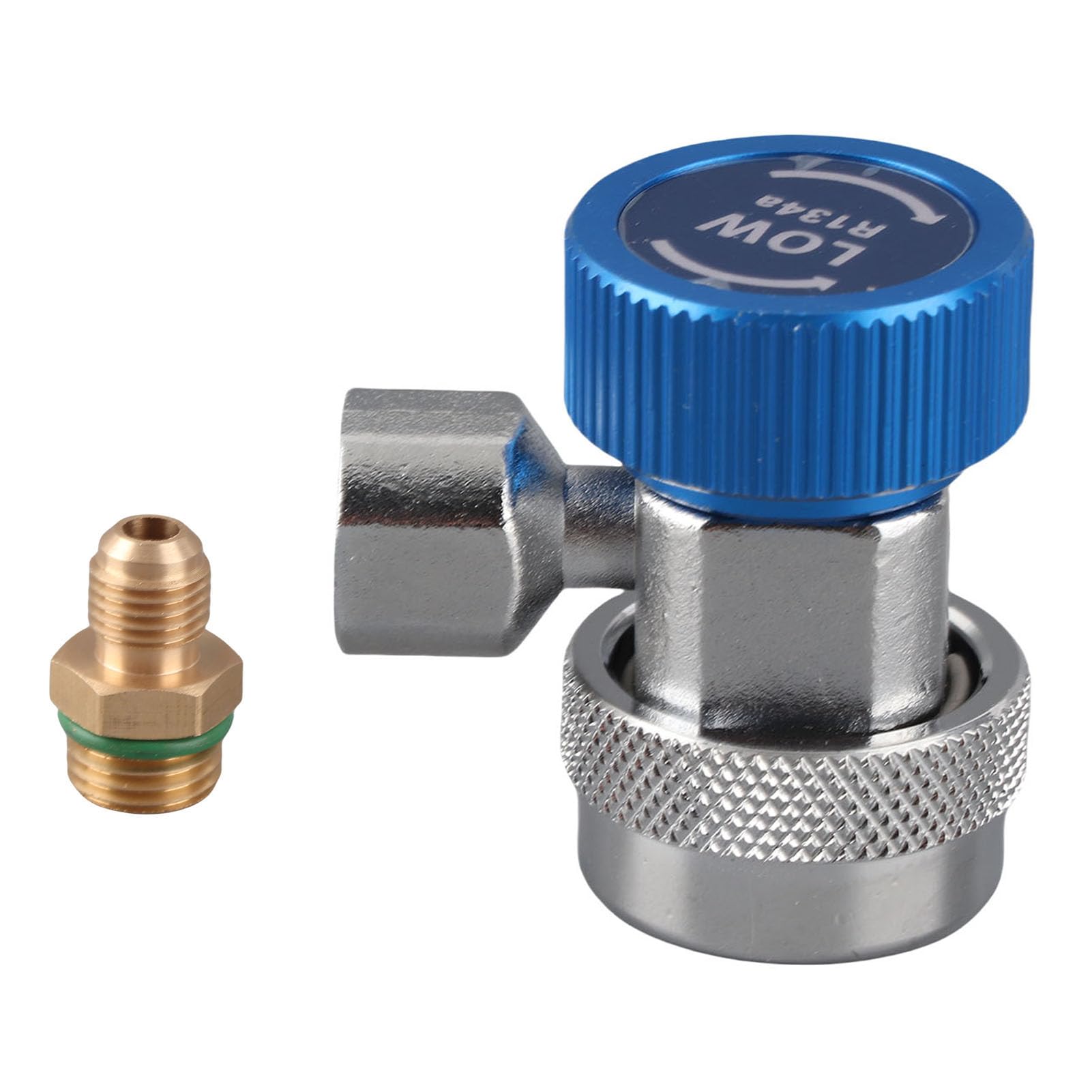 R134 A/C Low/High Quick Connector Set Air Conditioning Joint Connector Adapter Extractor Valve Manifold Gauge Low High Side Adapter (Blue)
