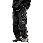 Mens's Baggy Cargo Pants Casual Parachute Pants Loose Fit Hip Hop Harme Lightweight Water Resistant Pants with Pockets
