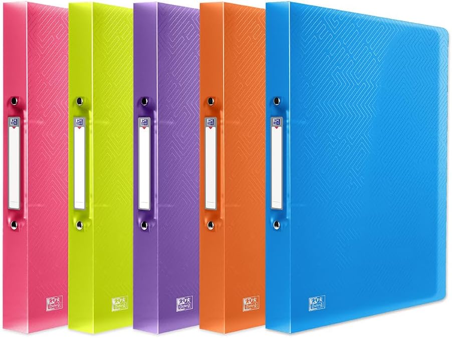 Oxford A4 Ring Binders 40mm Spine Pack of 5 Assorted Colours