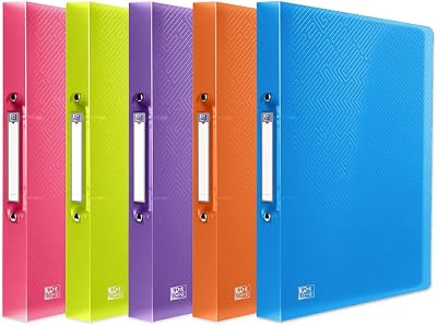 Oxford A4 Ring Binders 40mm Spine Pack of 5 Assorted Colours