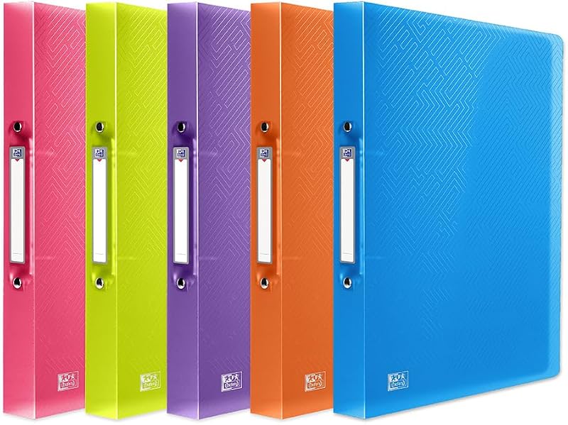 Oxford A4 Ring Binders 40mm Spine Pack of 5 Assorted Colours
